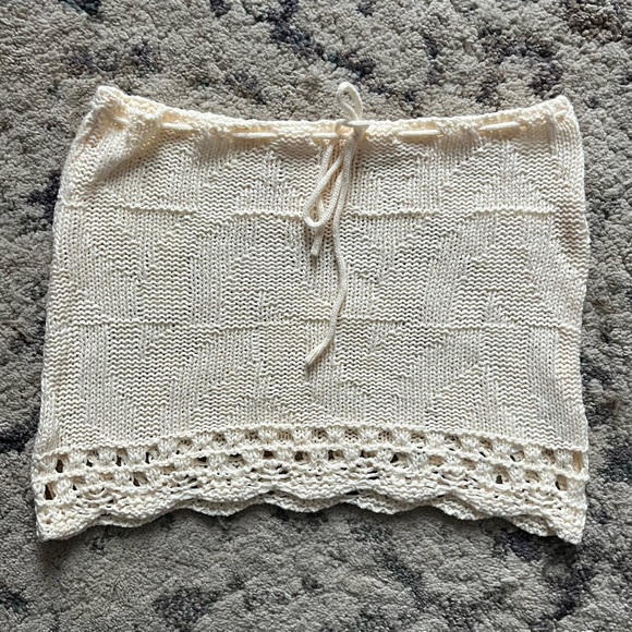 Peppermayo Sand & Stars Crochet Mini Skirt in Ivory - Picture 2 of 5